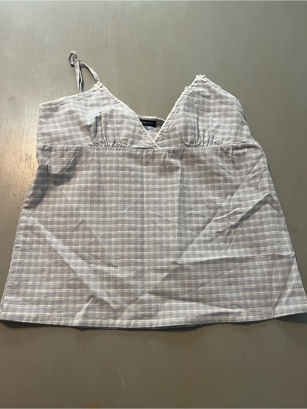 NWOT Brandy Melville Blue Plaid Edith Lace Trim Cami Top One Size
